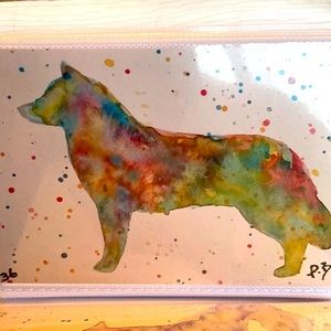 Husky/Norwegian Elkhound Watercolor Painting